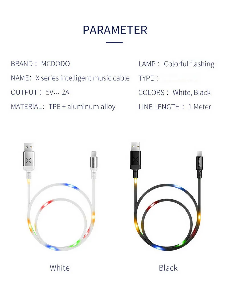 MCDODO регулятор громкости танцующий светодиодный usb-кабель кабель для быстрой зарядки кабель для зарядки мобильного телефона для iPhone X XS MAX 7 8 6 6s plus 5S
