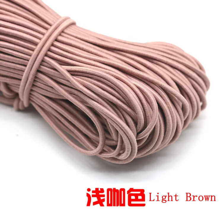 Light Brown 5 м/лот 24 цвета высокого качества; 3 мм цветной круглая эластичная повязка резиновая эластичная ювелирные изделия из веревки плетеный браслет на открытом воздухе веревка E-2 - Цвет: Light Brown