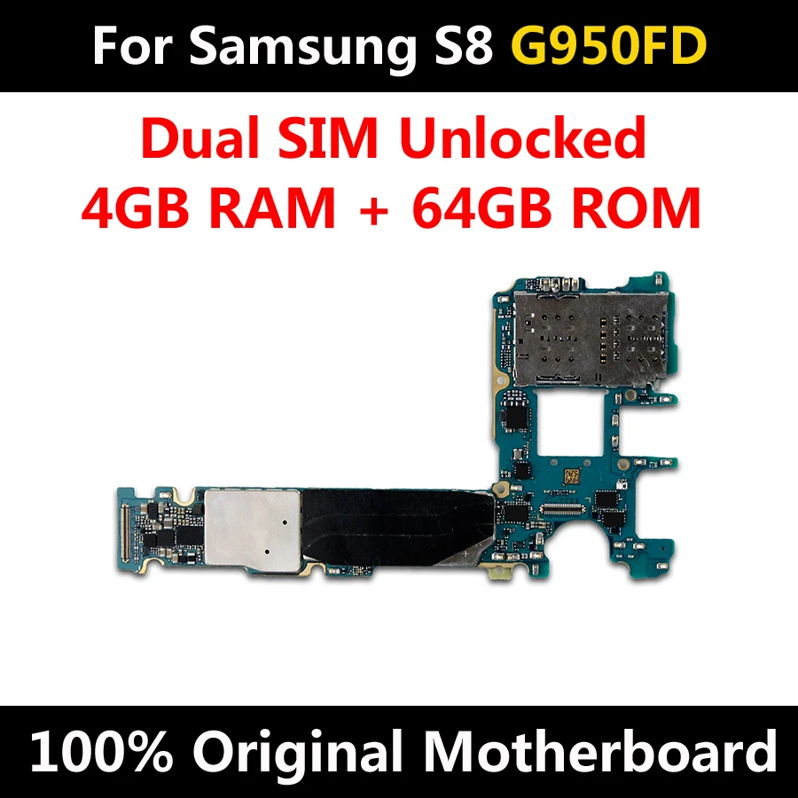 EU Version Original Motherboard For Samsung Galaxy S8 G950FD 64GB MainBoard Factory Unlocked Dual SIM Supported Free Shipping | Мобильные