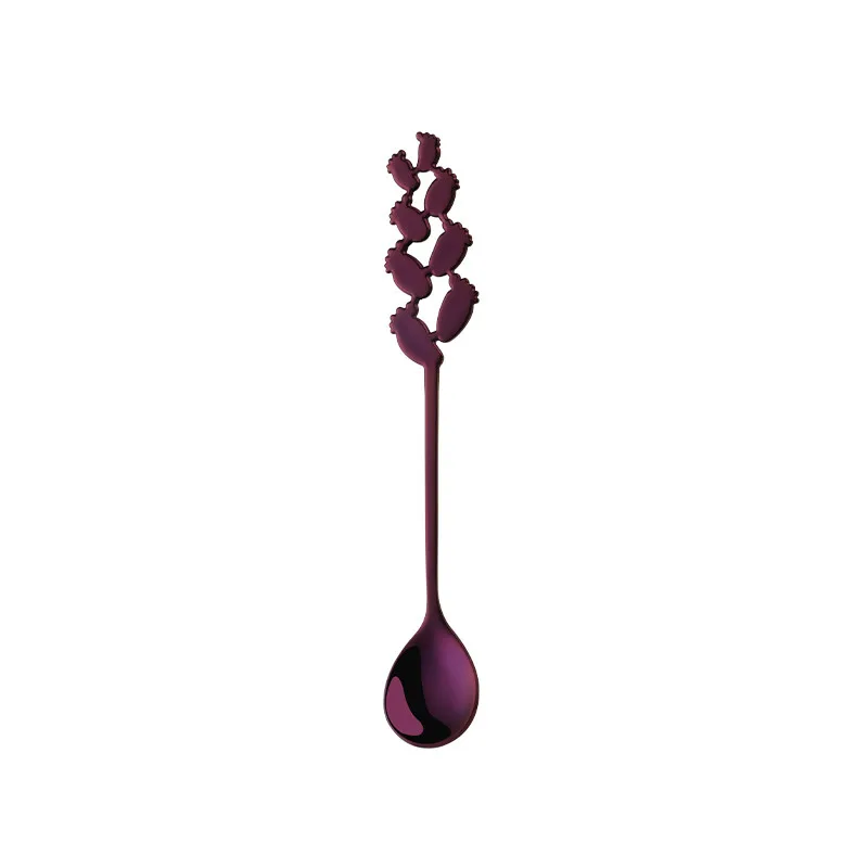 4 шт./партия, ложка для кофе и чая из нержавеющей стали, креативная ложка для питья десерт, мороженое, совок, принадлежности для кофе, кухонная посуда - Цвет: 4 Purple