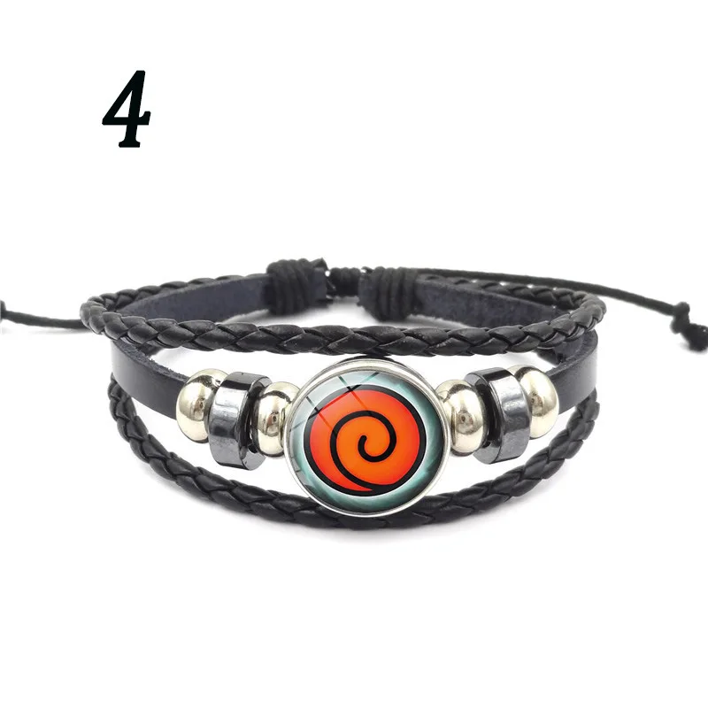 Кожаный плетеный браслет в стиле аниме Наруто Sharingan Саске Учиха клана Риннеган