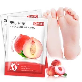

4pair Peach Foot Mask Patches Smooth Dead Skin Remover Pedicure Socks Foot Peeling Mask Foot Spa Exfoliating Feet Mask for Legs