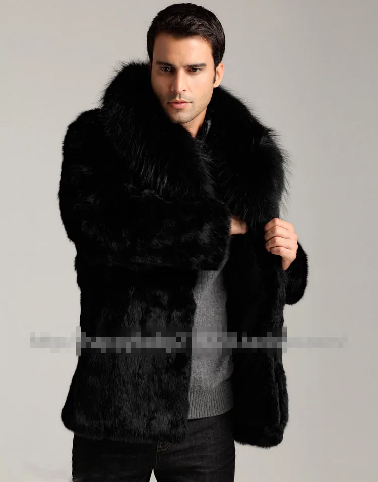 Jaqueta De Couro Masculina, зимняя мужская верхняя одежда из искусственного меха норки, деловая верхняя одежда из лисьего меха с воротником размера плюс, Длинная кожаная куртка XXXL X641
