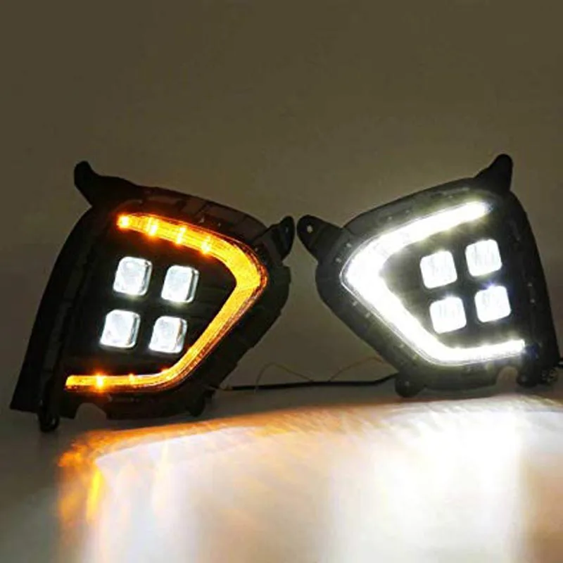 DRL для hynudai ix25 дневные ходовые огни дневной светодиодный светильник, противотуманная фара, противотуманный светильник, поворотники белого и желтого цвета