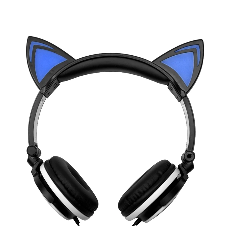 Geartronics кошачьими ушками светодиодный наушники с светодиодный мигающие светящиеся светильник гарнитура игровые наушники для компьютера и мобильного телефона