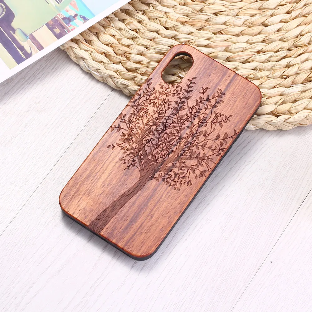 Natural Tree Plants Art Custodia Per Telefono In Legno Inciso Coque Funda Per Iphone15 14 14Promax 14Plus 13Promax 13 12 11