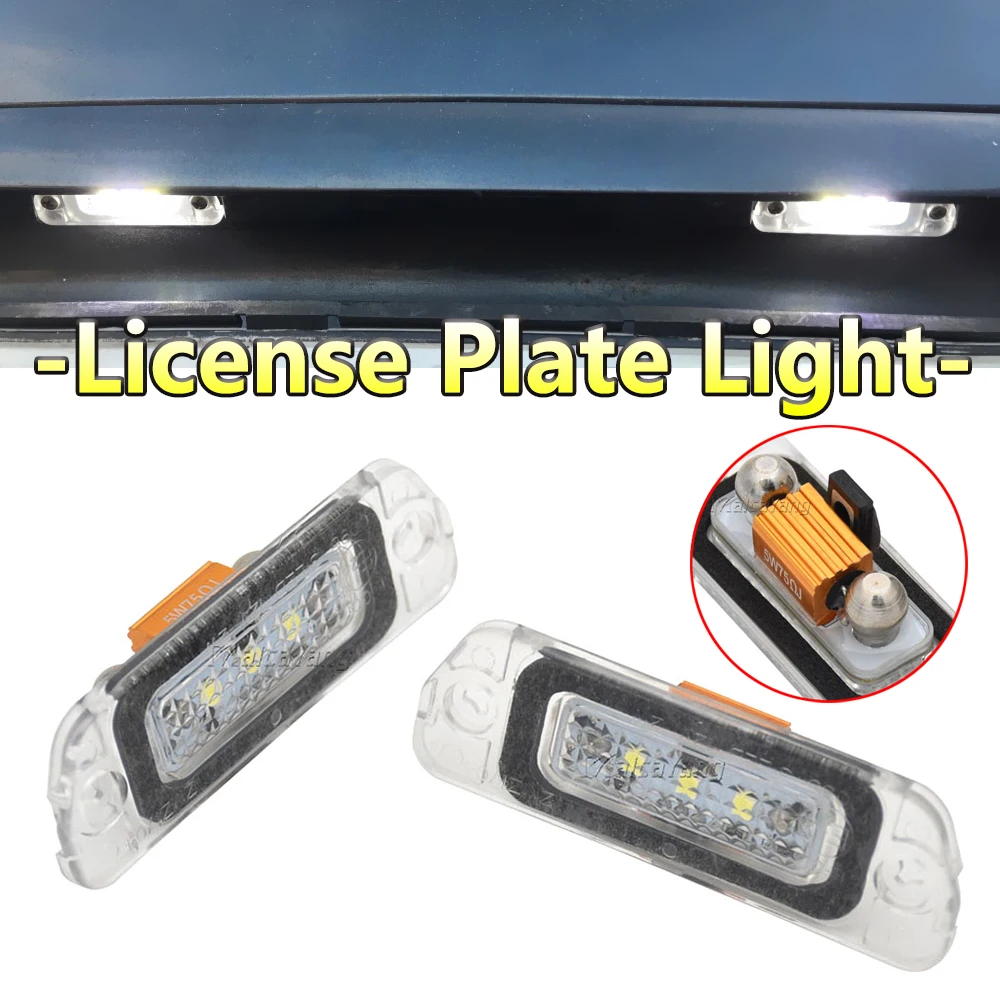 

2Pieces Canbus Error Free Led Number Plate Lights For Mercedes Benz W164 X164 W251 ML GL R Class License Plate Lamp White 6000K