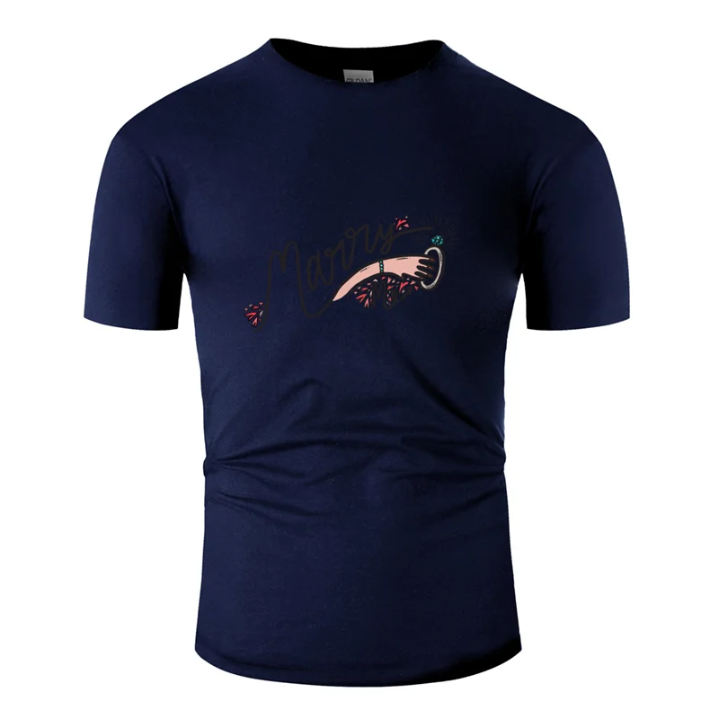 Men-Navy Blue Новая модная футболка из дышащего материала с надписью «marry me wedding happy», новая мужская одежда, милая Мужская футболка с круглым вырезом, европейский размер, S-5xl, хип-хоп - Цвет: Men-Navy Blue