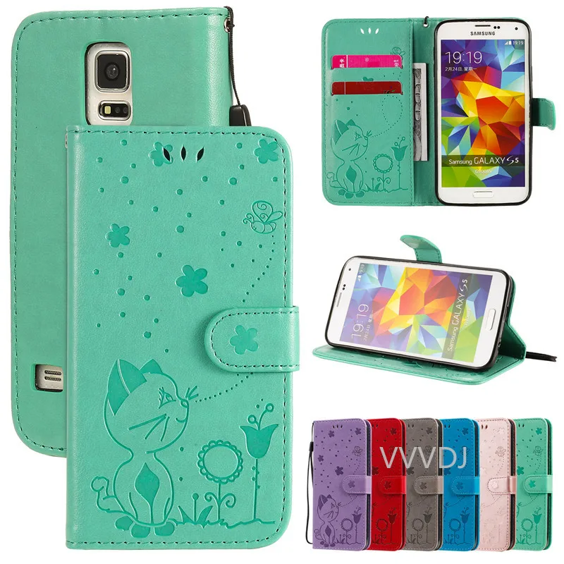 For Samsung S5 Case Wallet PU Leather Silicone Cover Phone Galaxy G900 G900f I9600 SM-G900F Flip Bag | Мобильные телефоны и
