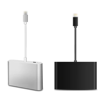

Portable Mirrorlink For Apple interface to HDMI VGA AV o Video Adapter for iPad iPod iPhone 5 6 7 8 X Silver