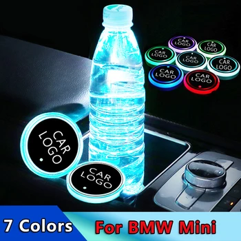 

2pcs NEW Car Styling Car Logo Light LED Cup Drink Holder Anti Slip For BMW Mini Cooper 2011 2012 2013 Atmosphere Lamp Accessorie