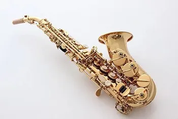 

Curved Soprano Saxophone R54 Brass Sax Mouthpiece Patches Pads Reeds Bend Neck Case Sax pearlish keys Soprano sax