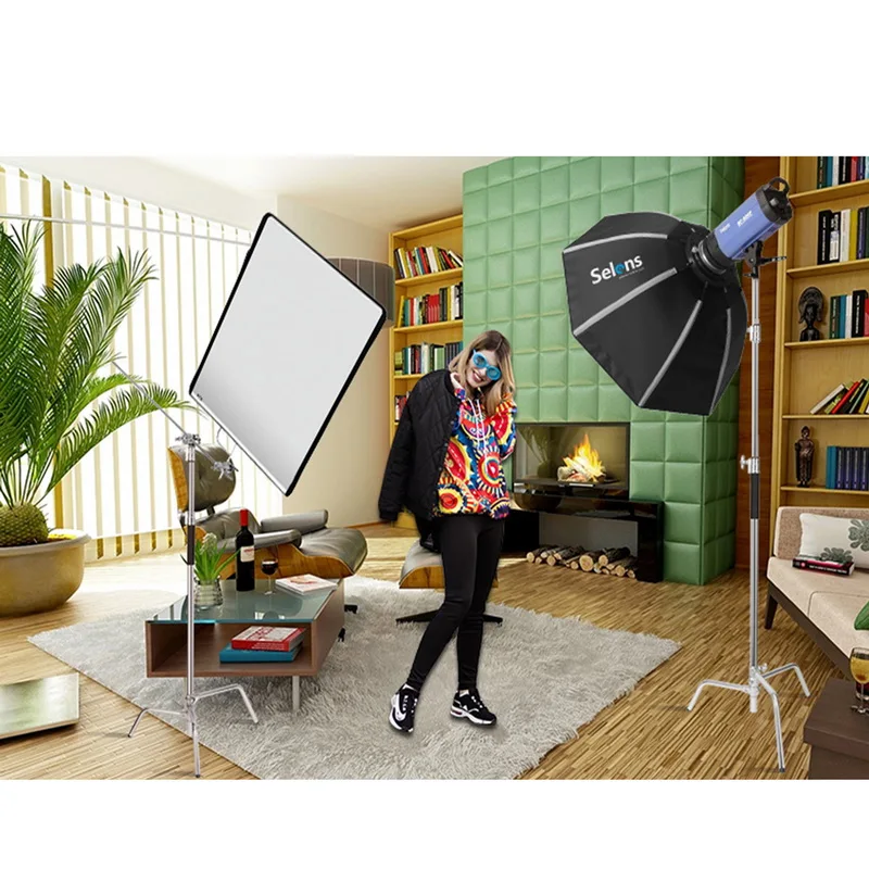 Heavy Duty Stainless Steel Video Stand Grip Head For Light Stand C-Light Silver