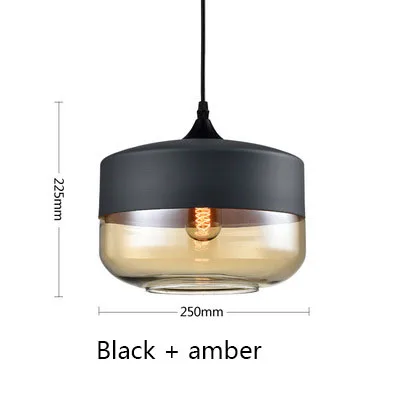 black and amberA-A Современный скандинавский Лофт подвесной стеклянный подвесной светильник E27 светодиодный подвесной светильник для кухни ресторана бара гостиной спальни - Цвет корпуса: black and amberA-A