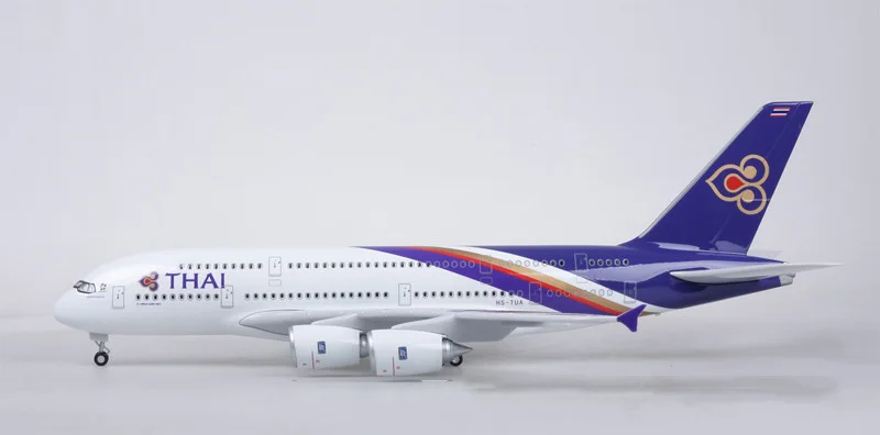 1/160 масштаб самолета Airbus A380 Таиланд Тайская авиакомпания модель с светильник литой смоляной Воздушный самолет коллекция детский подарок на день рождения