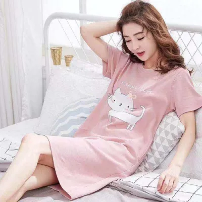 

Hot Sales Pajamas Female Spring Summer New Style Korean-style Cute Qmilch Short Sleeve Nightgown-Outer Wear Tracksuit Multi--