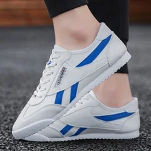 Новинка; модные кожаные удобные повседневные кроссовки для мужчин; спортивная обувь для бега; мягкая дышащая износостойкая прогулочная обувь