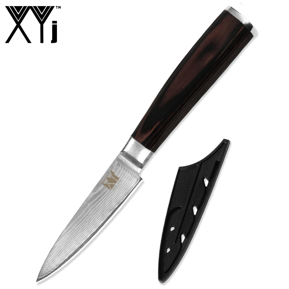 3.5 paring knife XYj дамасский стальной нож шеф-повара VG10 Набор ножей высококачественный японский дамасский стальной цветной деревянной ручкой ручной работы кухонные инструменты - Цвет: 3.5 paring knife