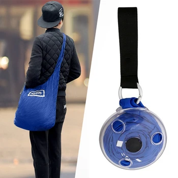 

New Fashion Shopping Bag Portable Mini Round Storage Case Bag Reusable Storage Grocery Bags Tote blue