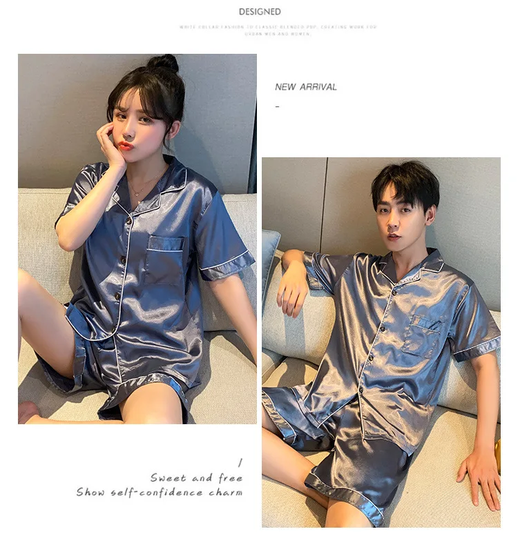 2021 Summer Newest Men's Pajamas Set Plus Size Solid Color Sleepwear Men's Short Sleeve Nightwear Short Top Pant Leisure Outwear mens tall pajama pants