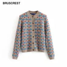 Вязаный свитер женский кардиган с длинным рукавом Осень винтажный свитер корейские женщины моды одежда цветочный Рождественский свитер