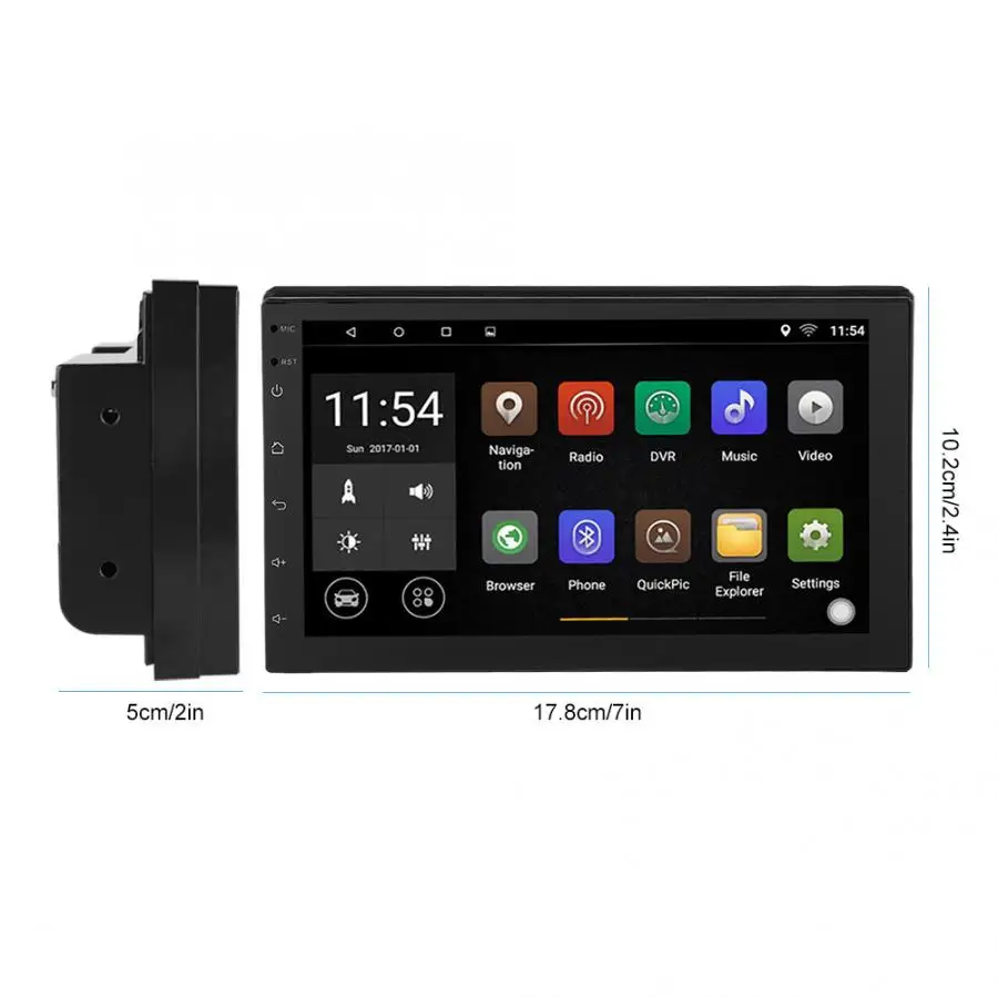 7" WIFI Double 2 Din Car Radio Stereo Multimedia Bluetooth Player GPS Antenna 1+16G for Android