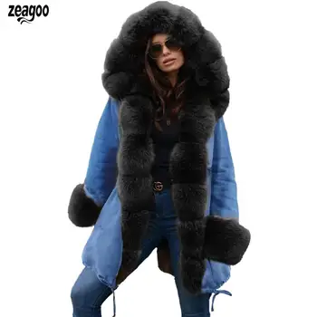 

Women Casual Hooded Coat Long Sleeve Winter Warm None Thicken Patchwork Outwear