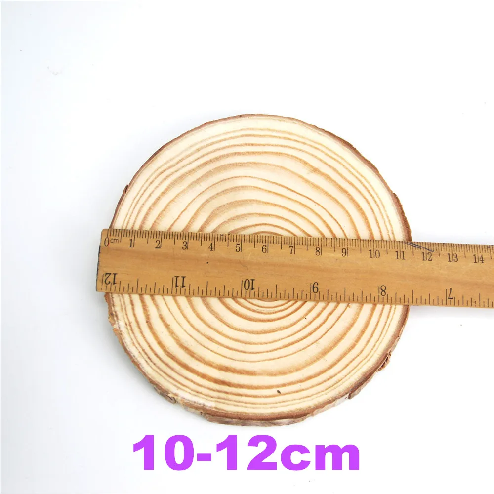 10-12cm Средние натуральные круглые деревянные ломтики круги дерево кора бревна диски DIY ремесла Свадебная вечеринка Живопись украшения 7-14 см 1 шт. wd02 - Цвет: 10-12cm