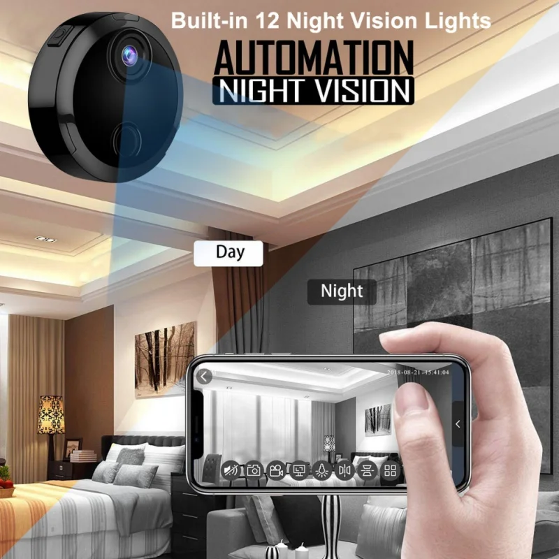 

Super Mini Wifi Camera HDQ15 1080P Infrared Night Vision Micro Camcorder 150 Degree Wide Angle Remote Monitor Prompt Camera