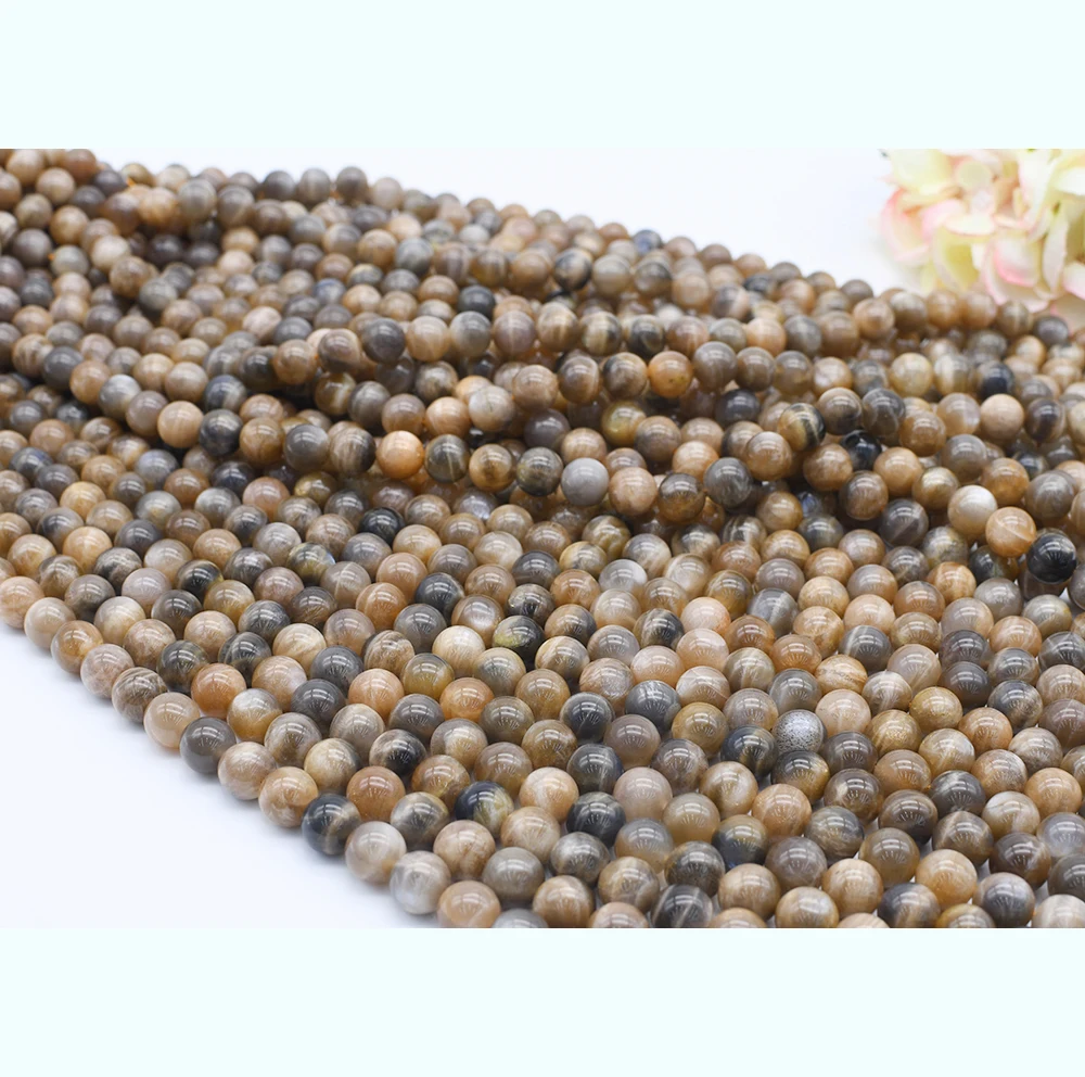 Natural Genuine Stone Beads Mix Moonstone Sunstone Round Loose Beads For DIY Jewelry Making Bracelet Accessories 15'' 4/6/8/10mm