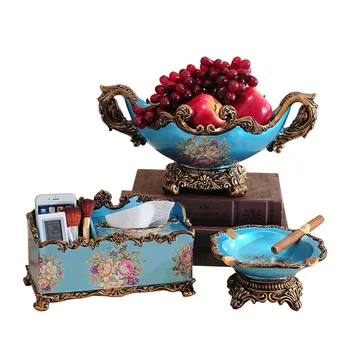 

European Paper Towel Box Living Room Home Decorative Tea Table Set Fruit Tray Set Luxurious American Creative Paper-drawing Rece