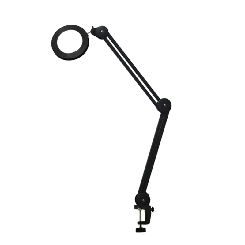 

Magnifying Glass Desk Lamp with Clamp Yellow Warm White Lighted 8X Magnifier Lens Adjustable Swivel Arm for Reading
