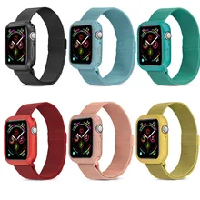 Миланская петля, ремешок из нержавеющей стали для Apple Watch 5, 4, 1, 2, 3, 42 мм, 38 мм, ремешок для iwatch серии 40 мм, 44 мм, чехол в виде макаруна, бесплатно