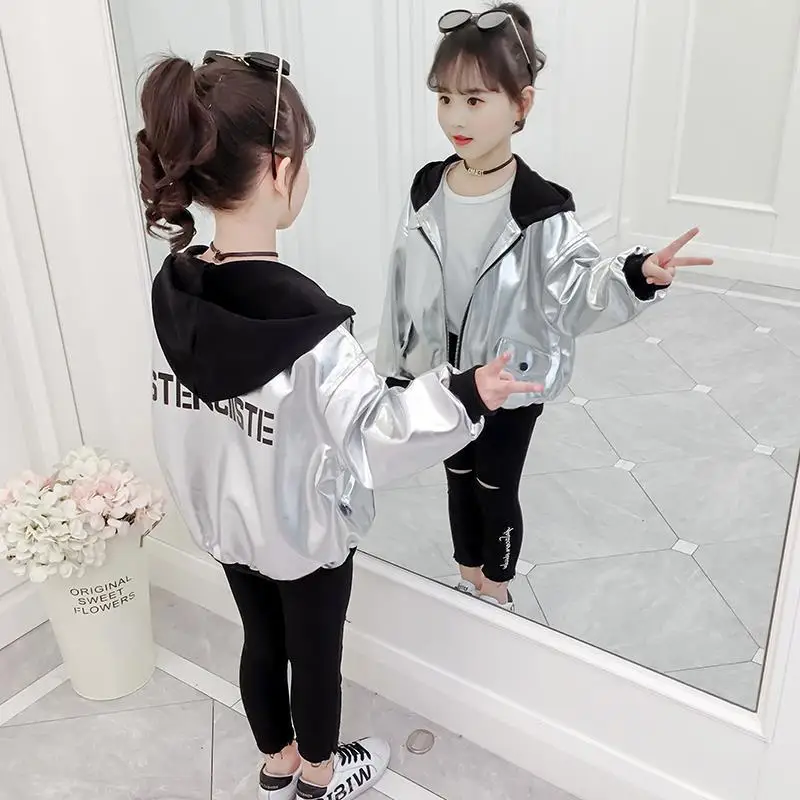 INS/Лидер продаж куртки для девочек на 4-13 лет старая одежда с капюшоном и принтом
