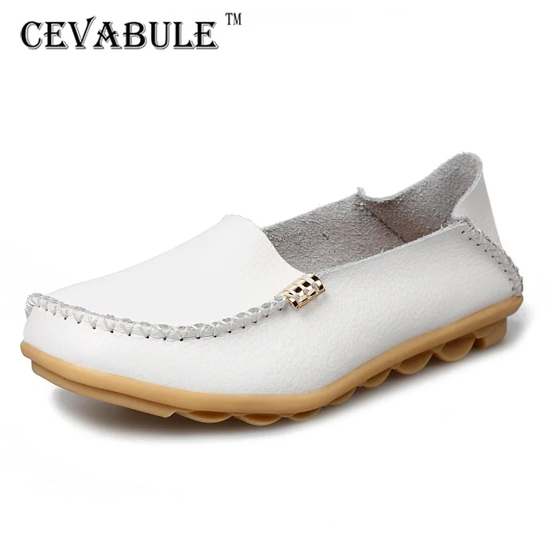 Повседневные женские туфли CEVABULE для мам кожаные Нескользящие на плоской подошве