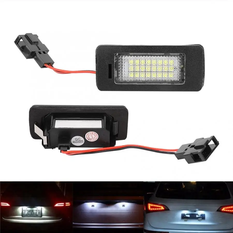 1 Pair Car Auto LED License Plate Light Lamp Fits for Audi A1 A4 A5 A6 A7 for Skoda Fabia Octavia 4G0943021 Replacement