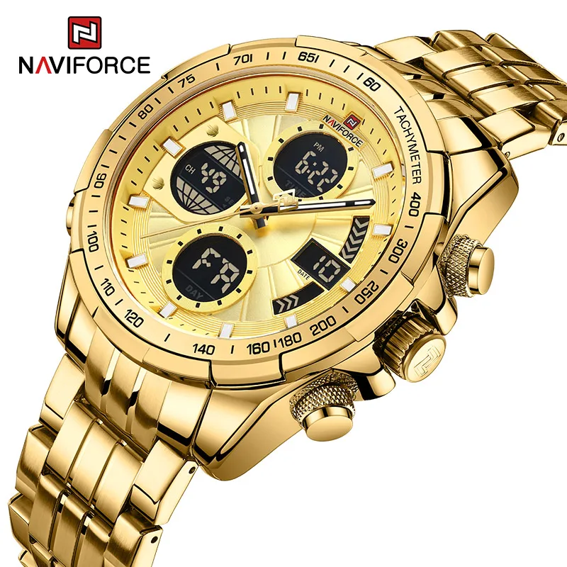 

NAVIFORCE New Luxury Watches for Men Stainless Steel Gold Male Watch Military Sport Clock Fashion Casual Wristwatch Reloj Hombre