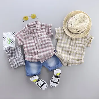 

Summer Baby Boy Girl Clothes Shirt short jeans Pants 2Pcs/Sets Gentleman Style Kid Lovely Beard Infant Casual Suits Children set