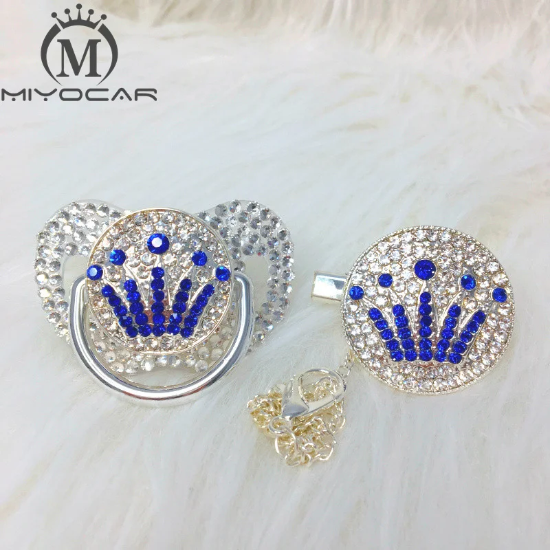 MIYOCAR все синие Bling прекрасная Корона соска и зажим набор сосок держатель цепи Золотая Корона соска Синие стразы ABCG-1-SB - Цвет: ABCG-1-SW   6-18M
