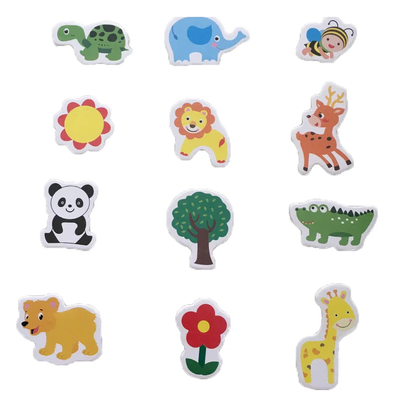 12pcs/lot Animal Fridge Magnet Fish and Crab Wooden Fridge Magnet 3D Cartoon Sticker Toy for Kids Diy Office Whiteboard Gadget