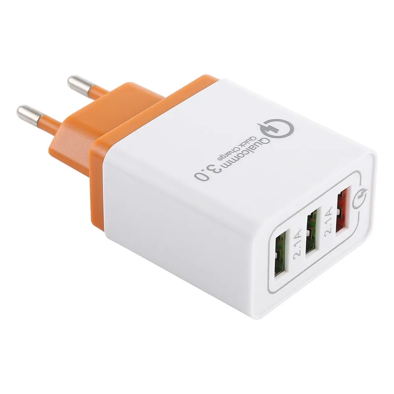 Orange 3USB Штепсельная Вилка европейского стандарта 3-Порты и разъёмы USB Выход зарядное устройство для телефона для путешествий для Nokia 220 4G 105 3,1 C 3,1 2,2X71 6,2 4,2 3,2 9 PureView 1 3,1 плюс - Тип штекера: Orange 3USB
