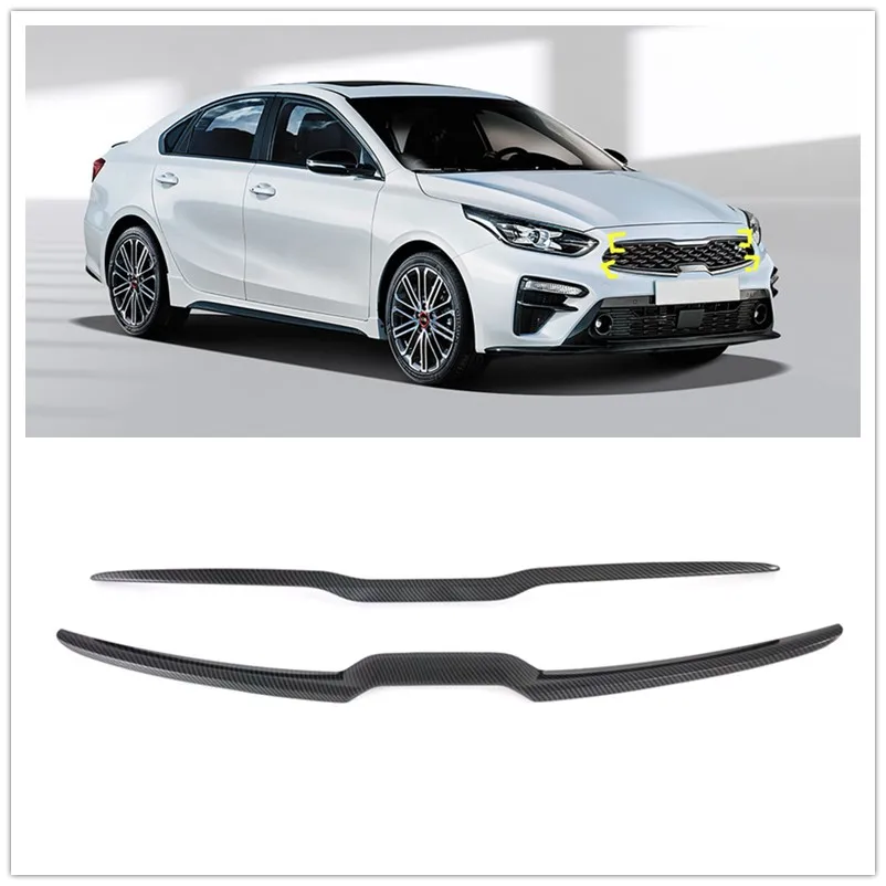 

Car Styling Exterior Carbon Fiber Color Front Center Radiator Grille Cover Trim 2pcs For Kia Forte Cerato K3 2019 2020
