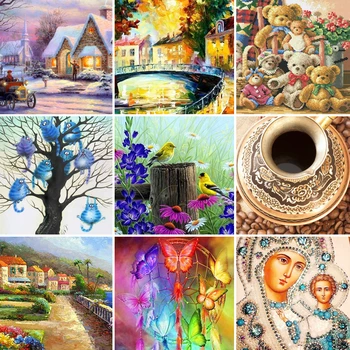 

3pcs diamond painting 5D Full Square Diamond embroidery mosaic Cross Stitch DIY Wall Sticker home Decoration Christmas Gift