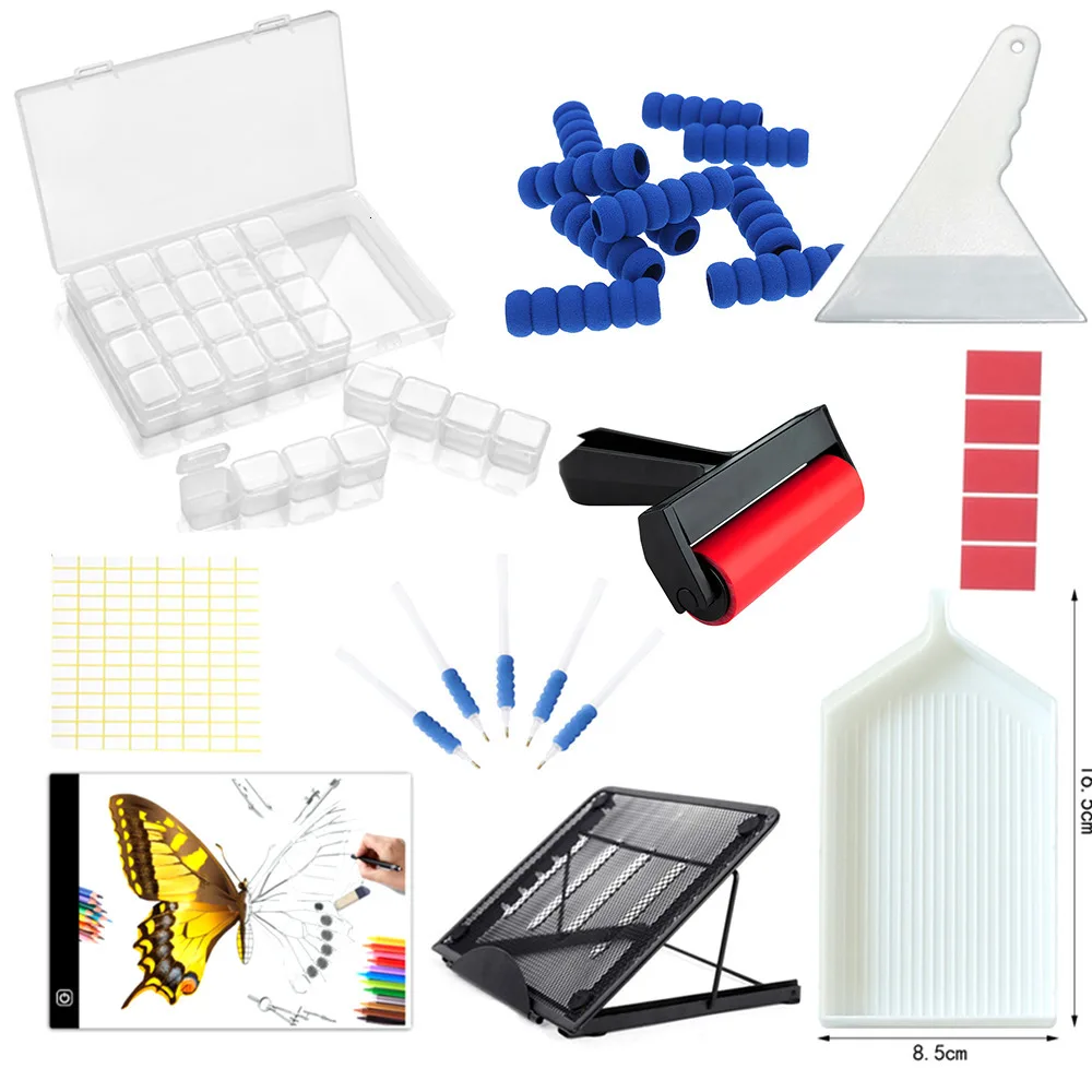 

AZQSD Diamond Painting Tools Full Set A4 LED Light Tablet Pad Holder Pen Storage Box Accessories