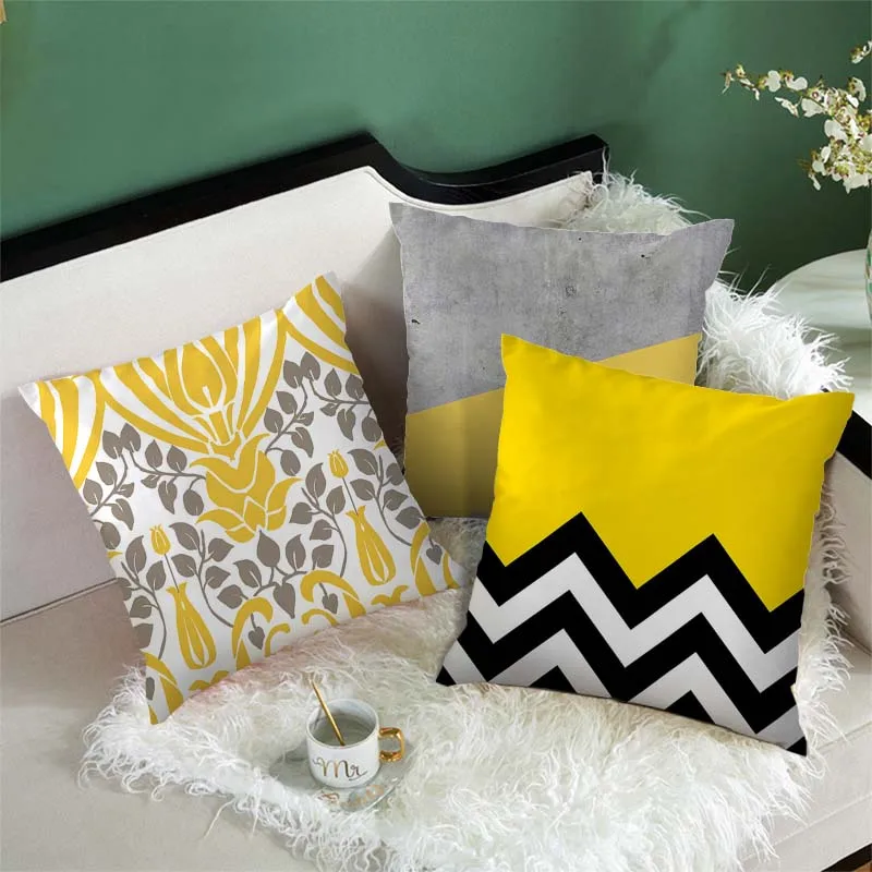 Желтая Геометрическая наволочка для подушки Fuwatacchi наволочки подушек с рисунком