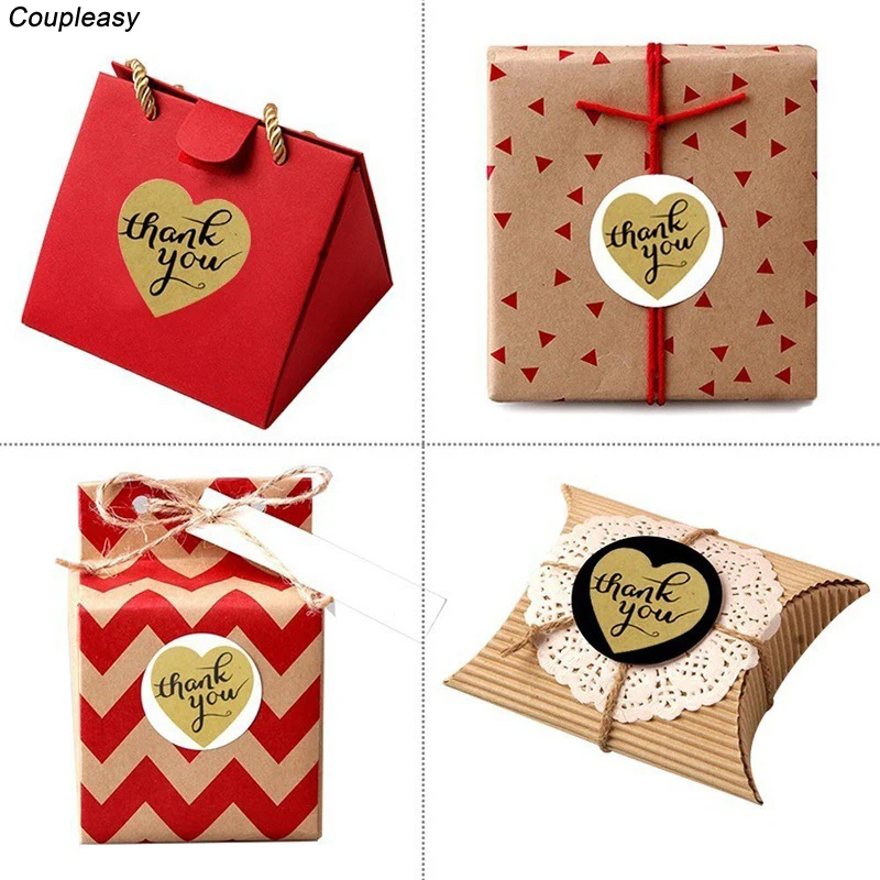 500pcs Heart Shaped Sealing Sticker Brown Kraft Paper Labels Baking Products Seal Sticker Price Tags Stationery Diameter 3cm