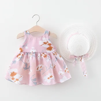 

2020 Children's Clothing Baby Girl Clothes Summer Party Clothing for Girls Dress Cherry Dot Princess Dresses Bow Hat Outfit