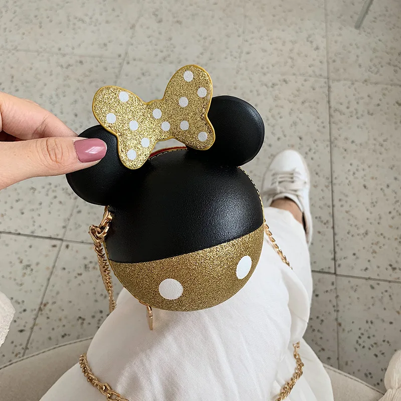 Disney Микки Маус сумка женская Новая мода яркая звезда милый Микки лук девушка цепь сумка для покупок монета