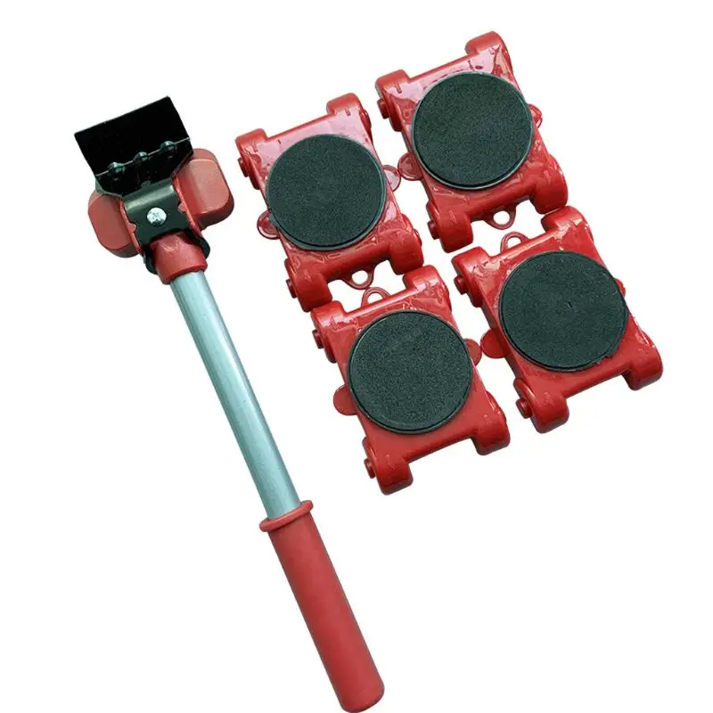 Furniture Mover Tool Transport Lifter Heavy Stuffs Moving 4 Wheeled Roller with 1 Bar Set-4