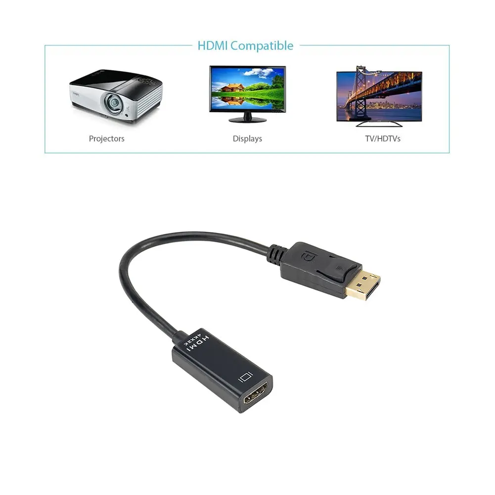 DP to HDMI-compatible Male to Female Cable Adapter 1080P Converter Adapter Cable for PC Display Laptop Projector HD Audio DP to HDMI Cable Adapter Male To Female For Laptop PC Display Port Support 4k 1080P HDMI Cable Adapter Converter HDTV